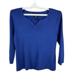 Cable & Gauge Womens Blue V-Neck Long Sleeve Top Size XL Viscose/Nylon